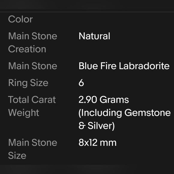 Sale 3ct Natural Blue Fire Labradorite  Madagascar 925 Sterling Silver Ring s.6 - Picture 8 of 8